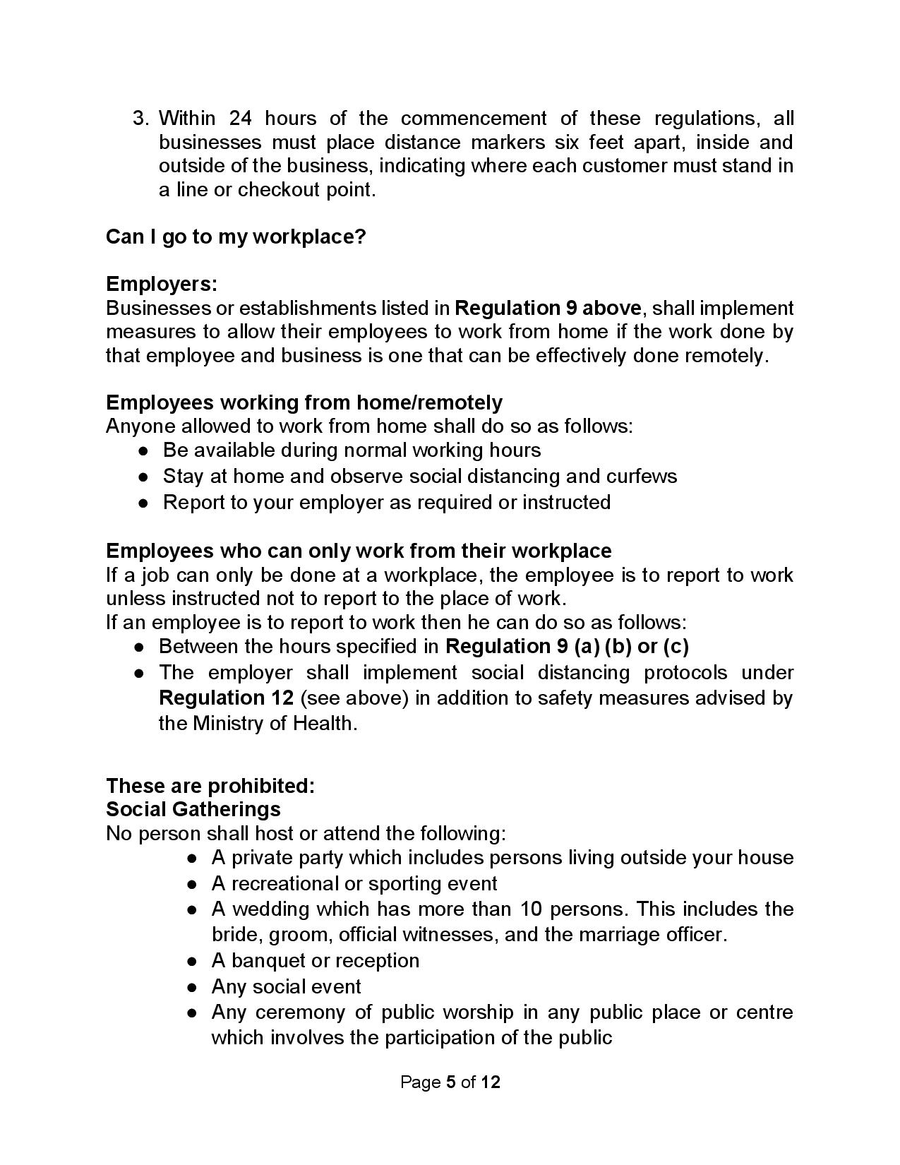 Summary of Statutory Instrument No. 62 of 2020