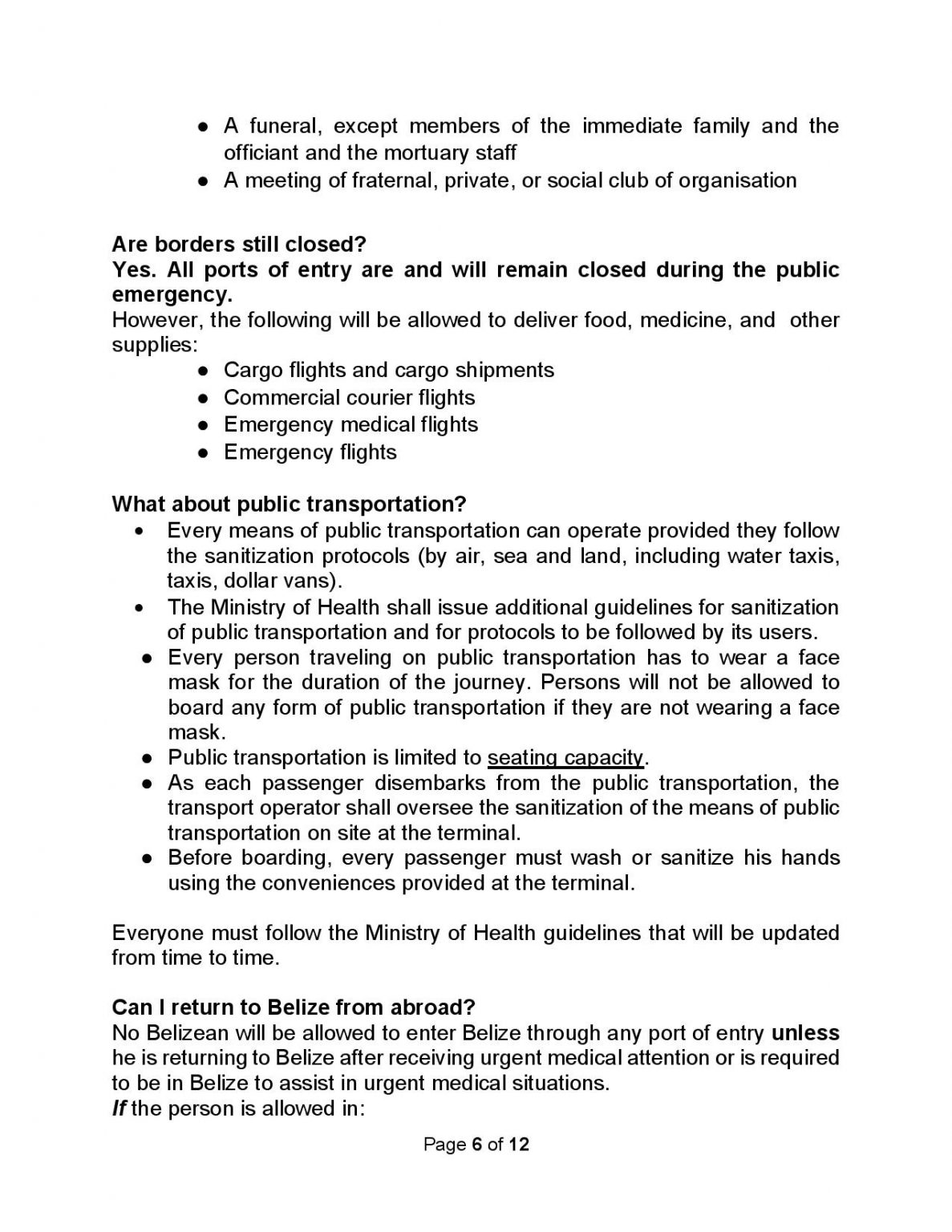 Summary of Statutory Instrument No. 62 of 2020